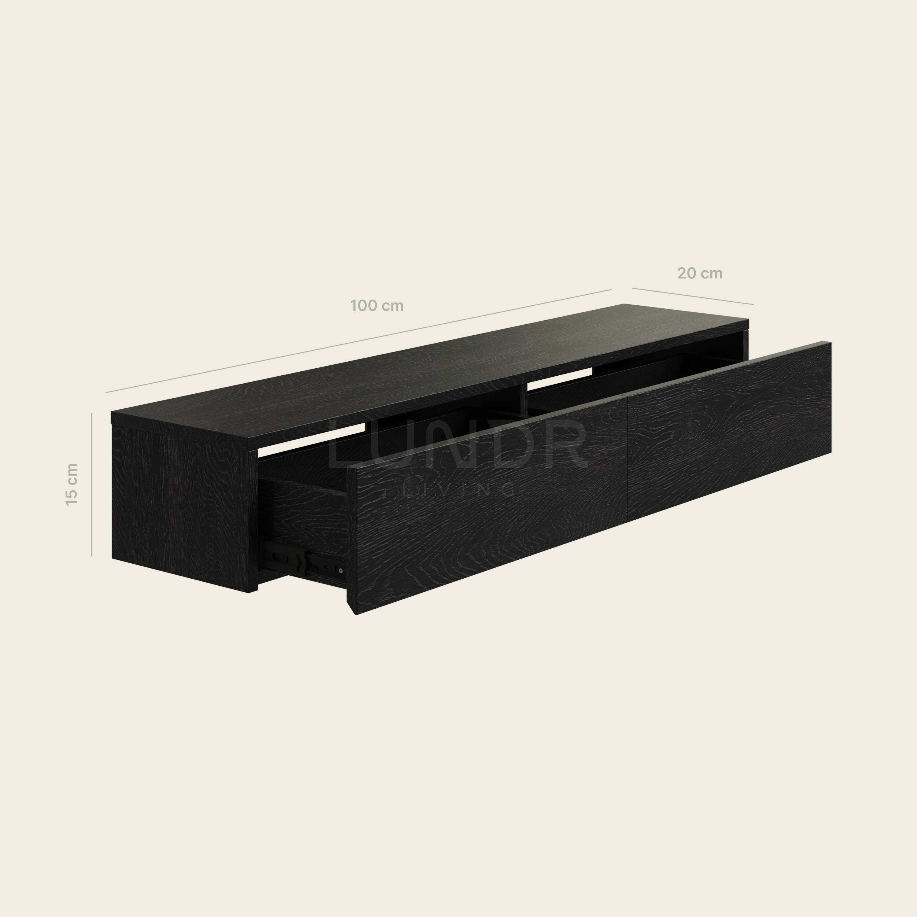 OSLO – Zwevende kast 100x20x15 cm - Zwart