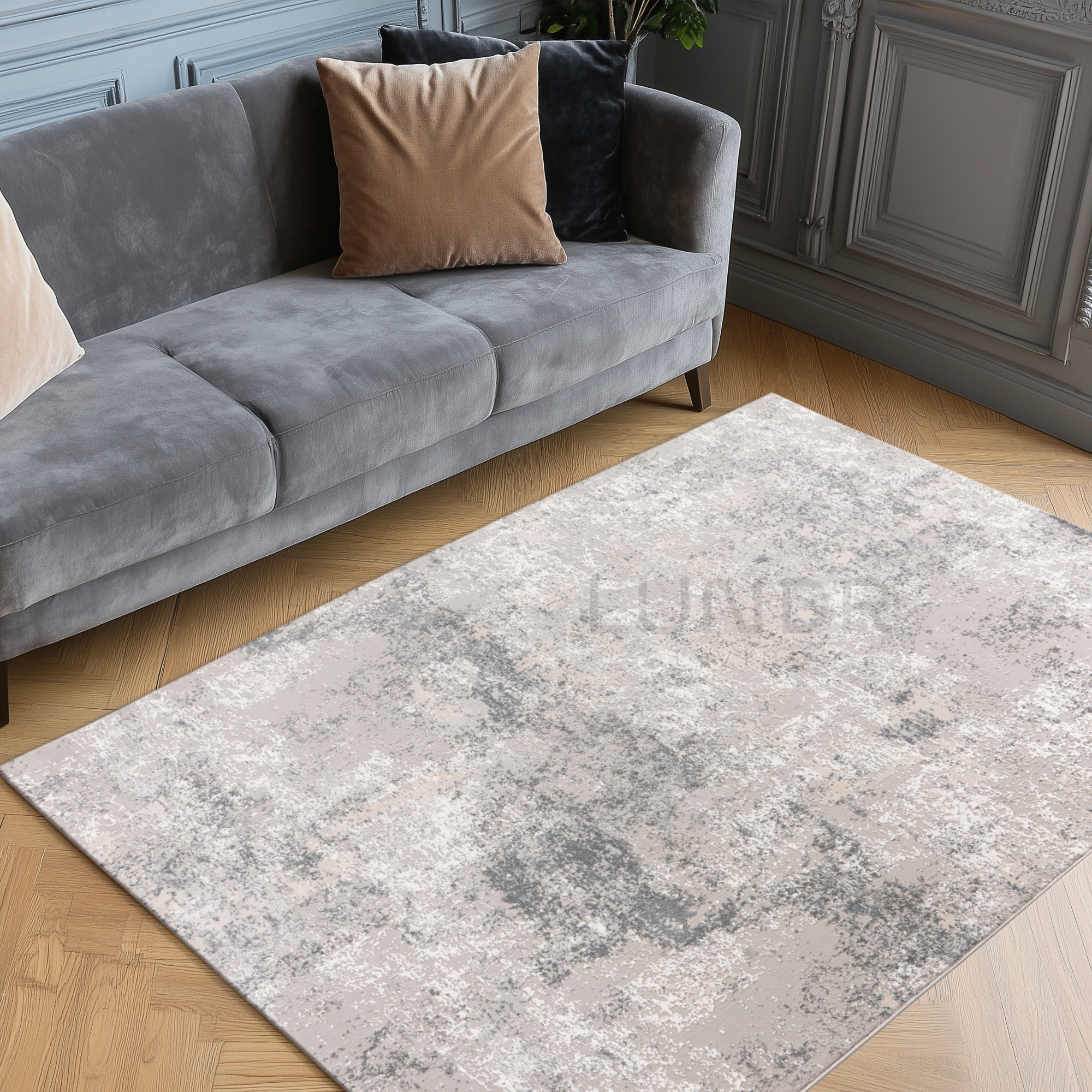 LUME – Japandi Soft Abstract Vloerkleed Silver