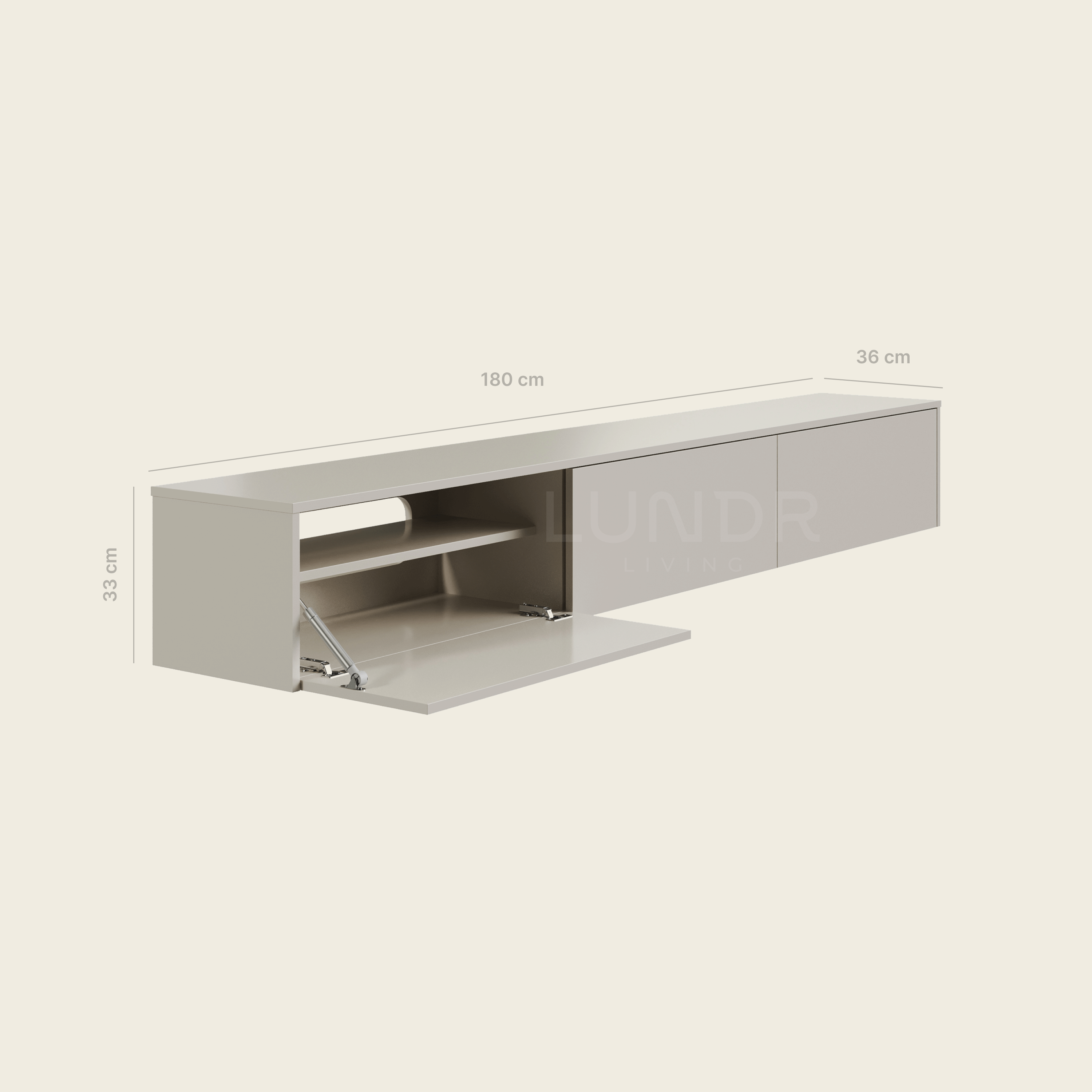 SOREN – Zwevend TV-Meubel 180 cm - Beige