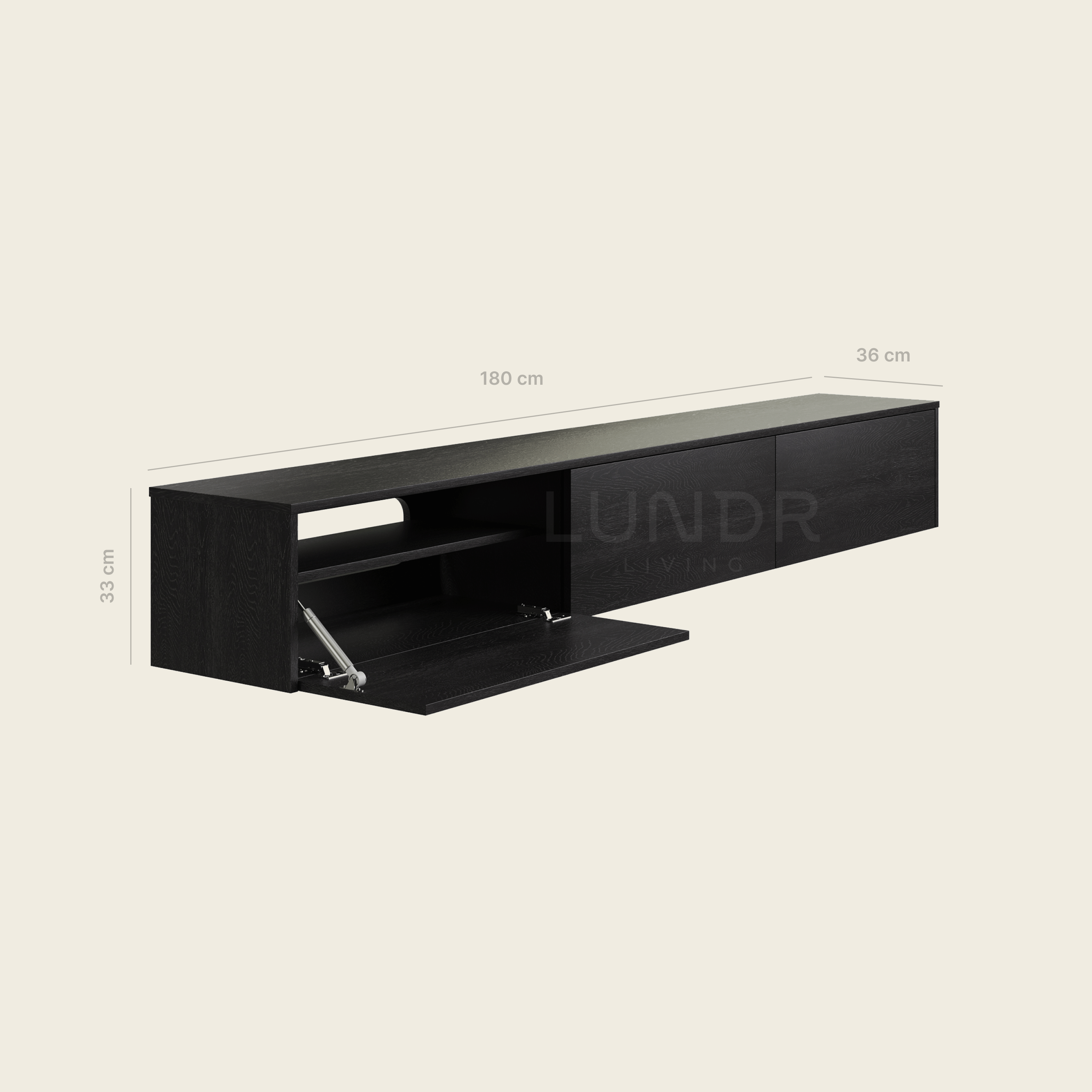 SOREN – Zwevend TV-Meubel 180 cm - Zwart