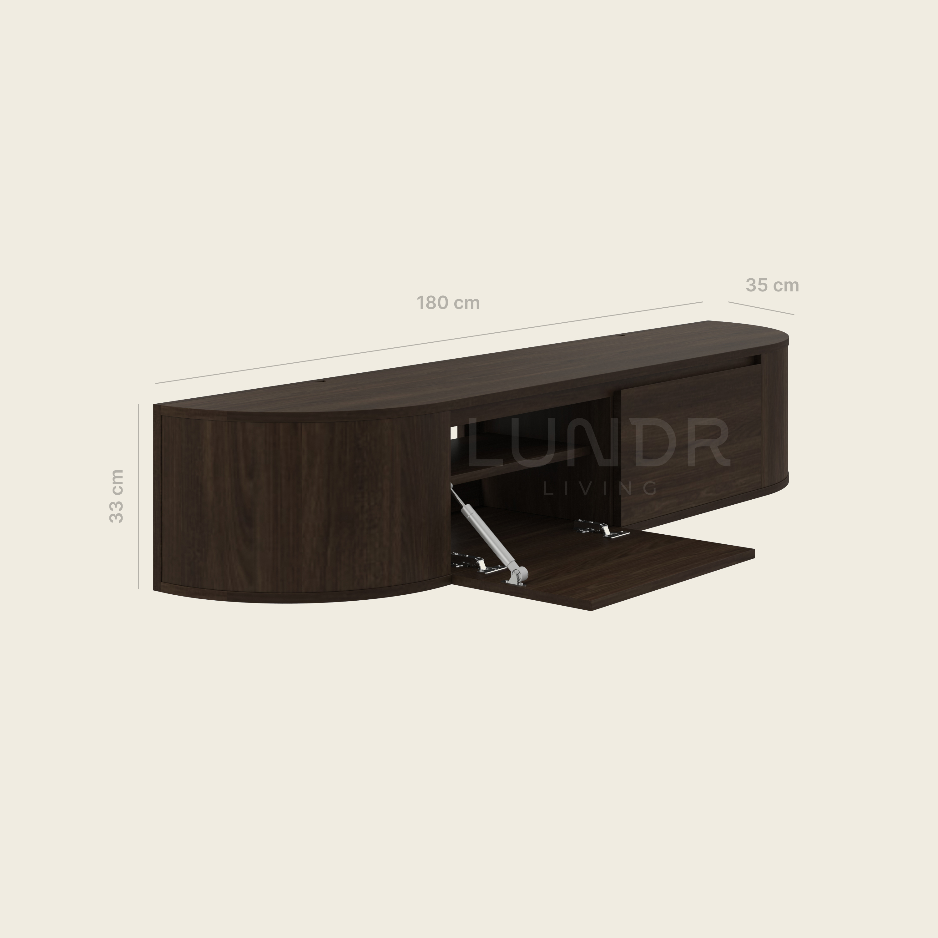 NOOR – Zwevend TV-Meubel 272 cm - Walnoot