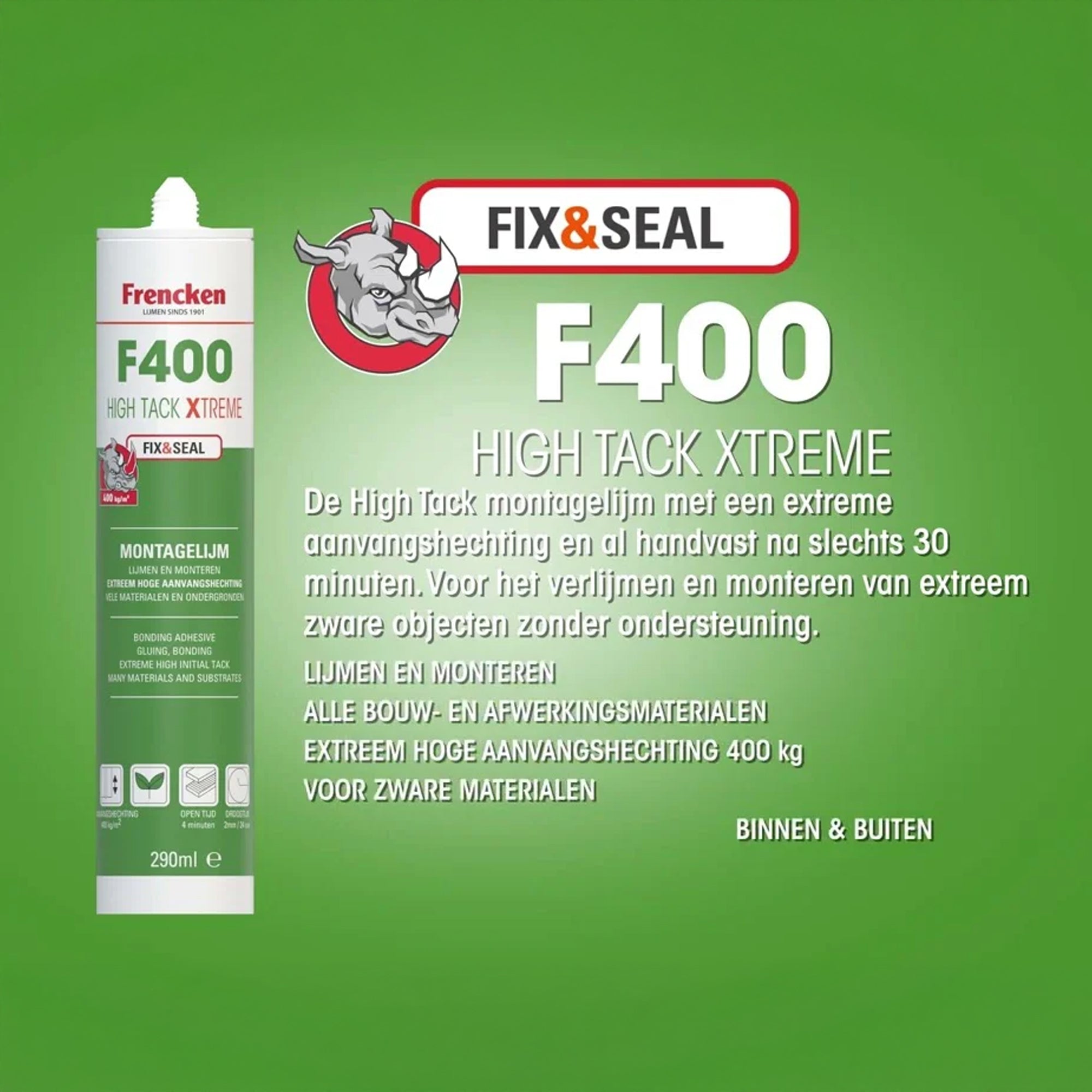 Frencken Montagelijm Lijmkit High Tack Xtreme 290ml F400 Fix & Seal
