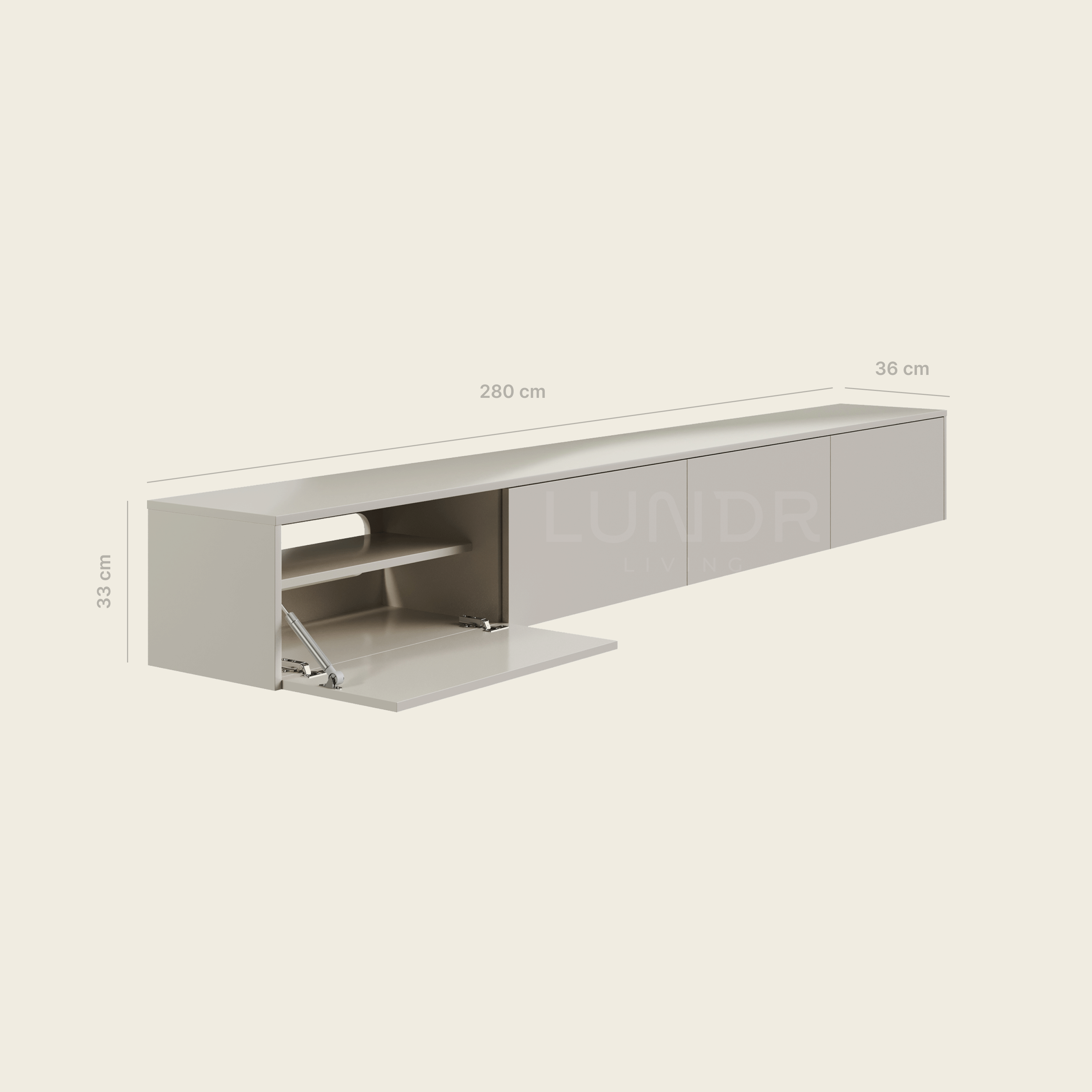 SOREN – Zwevend TV-Meubel 180 cm - Beige