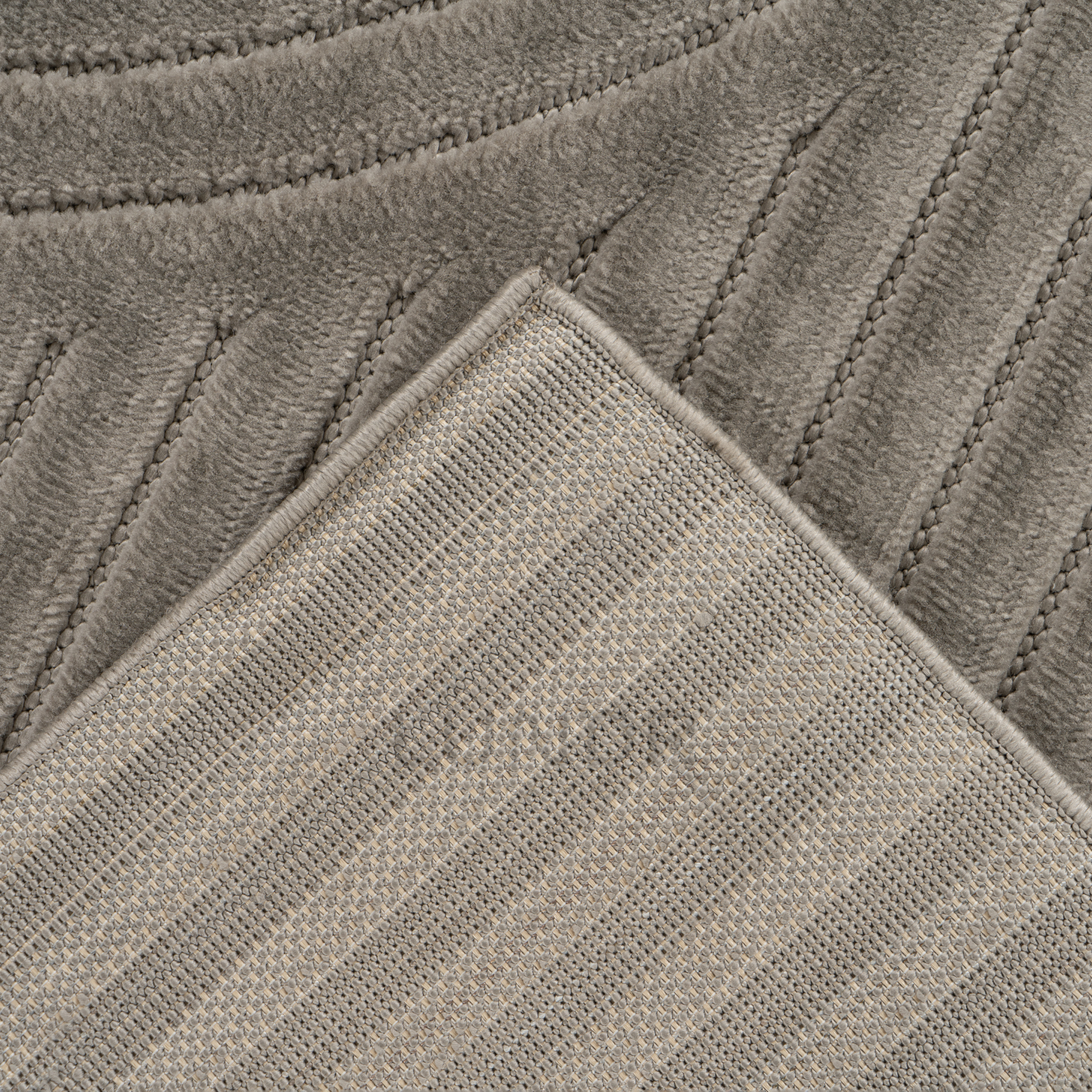 LINJE – Japandi Textured Line Vloerkleed Silver