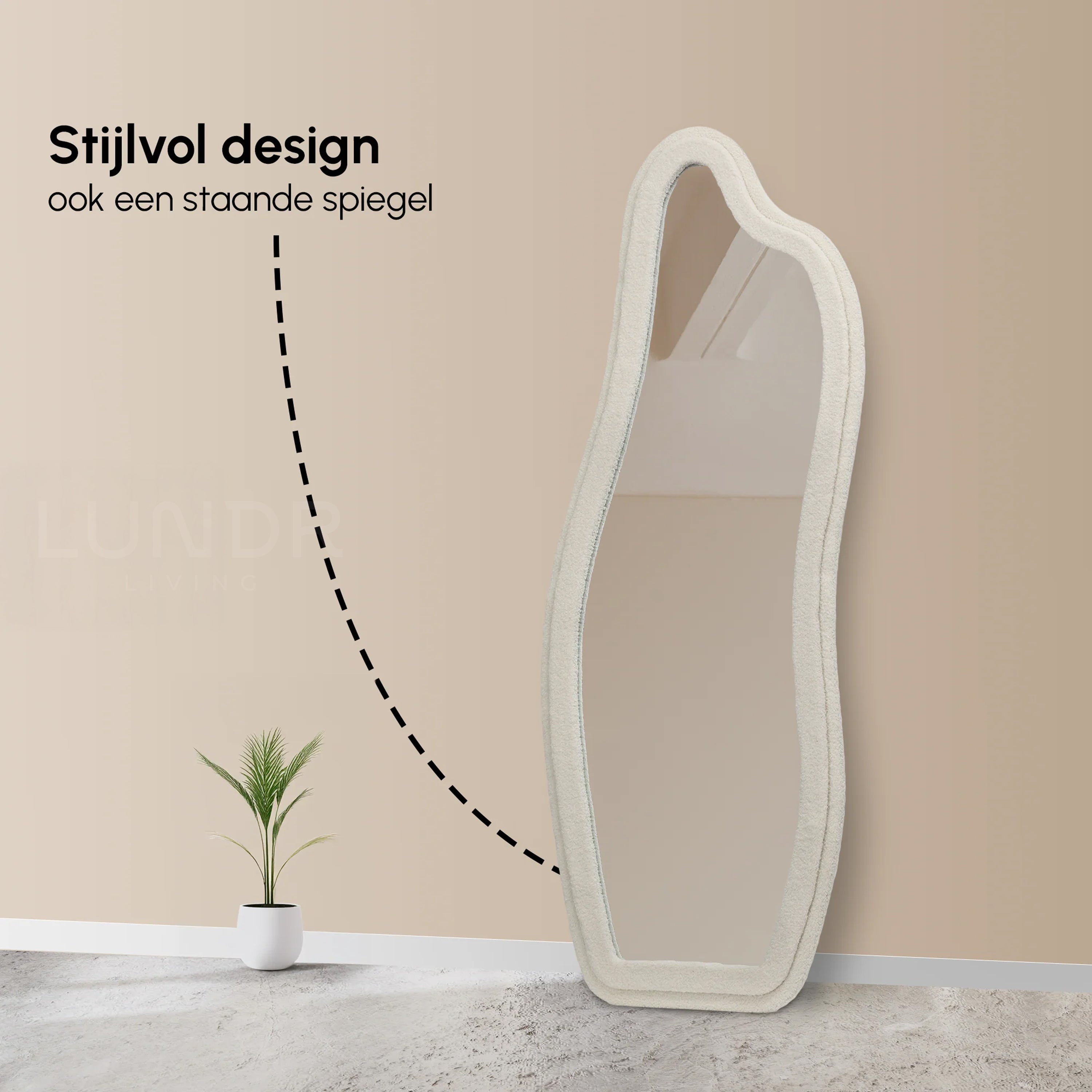 LIVI – Teddy Wandspiegel 160×60 cm – Japandi Ivory