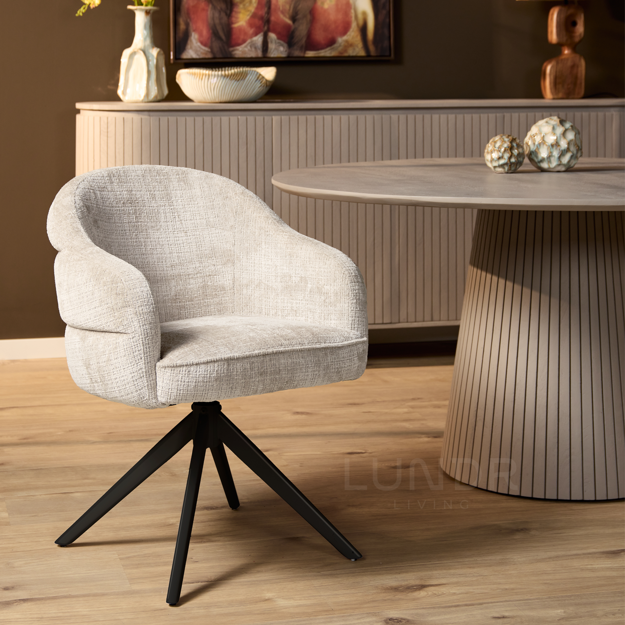 Eetkamerstoel SAGA – Off White – Poot Black