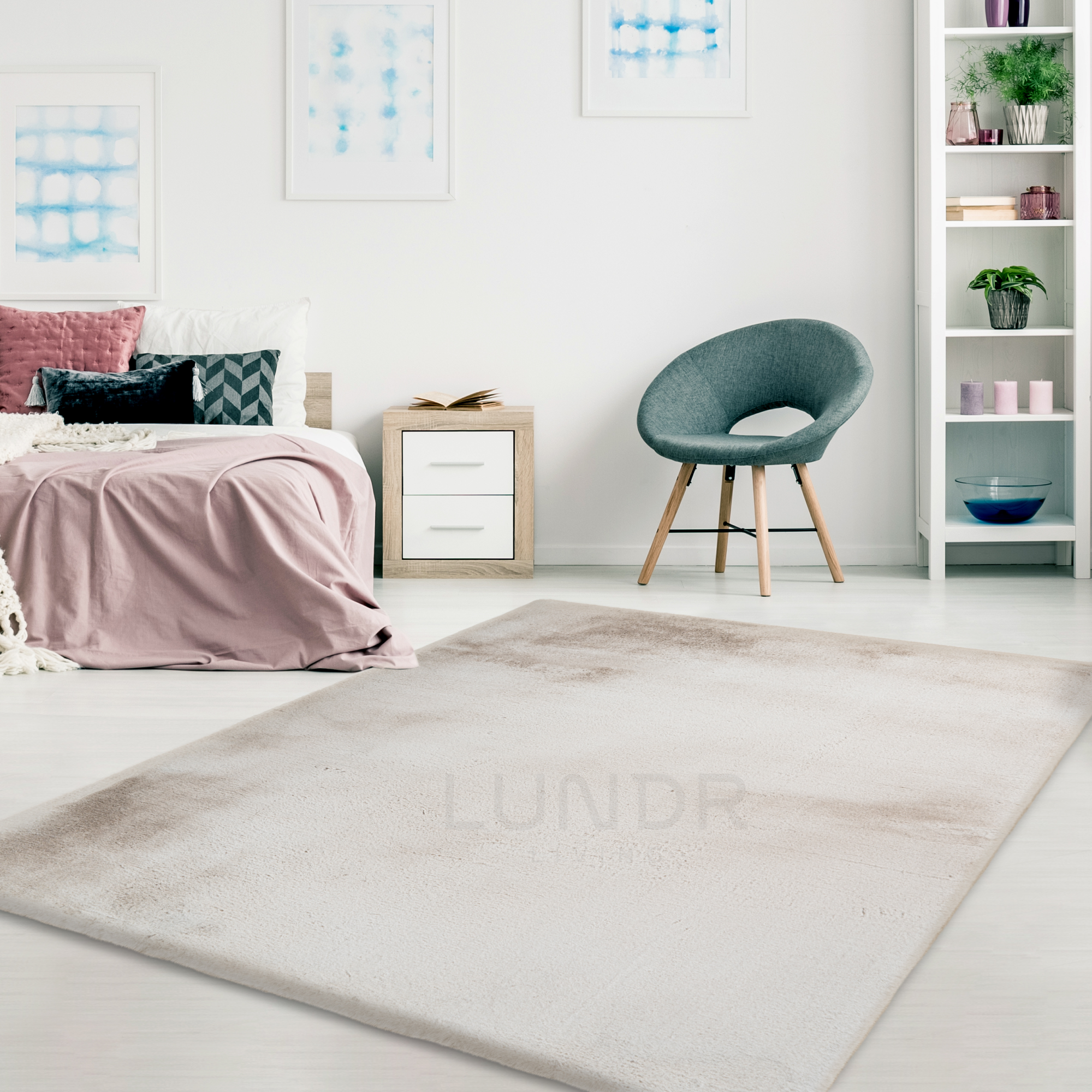 MJUK – Fluffy Vloerkleed Beige