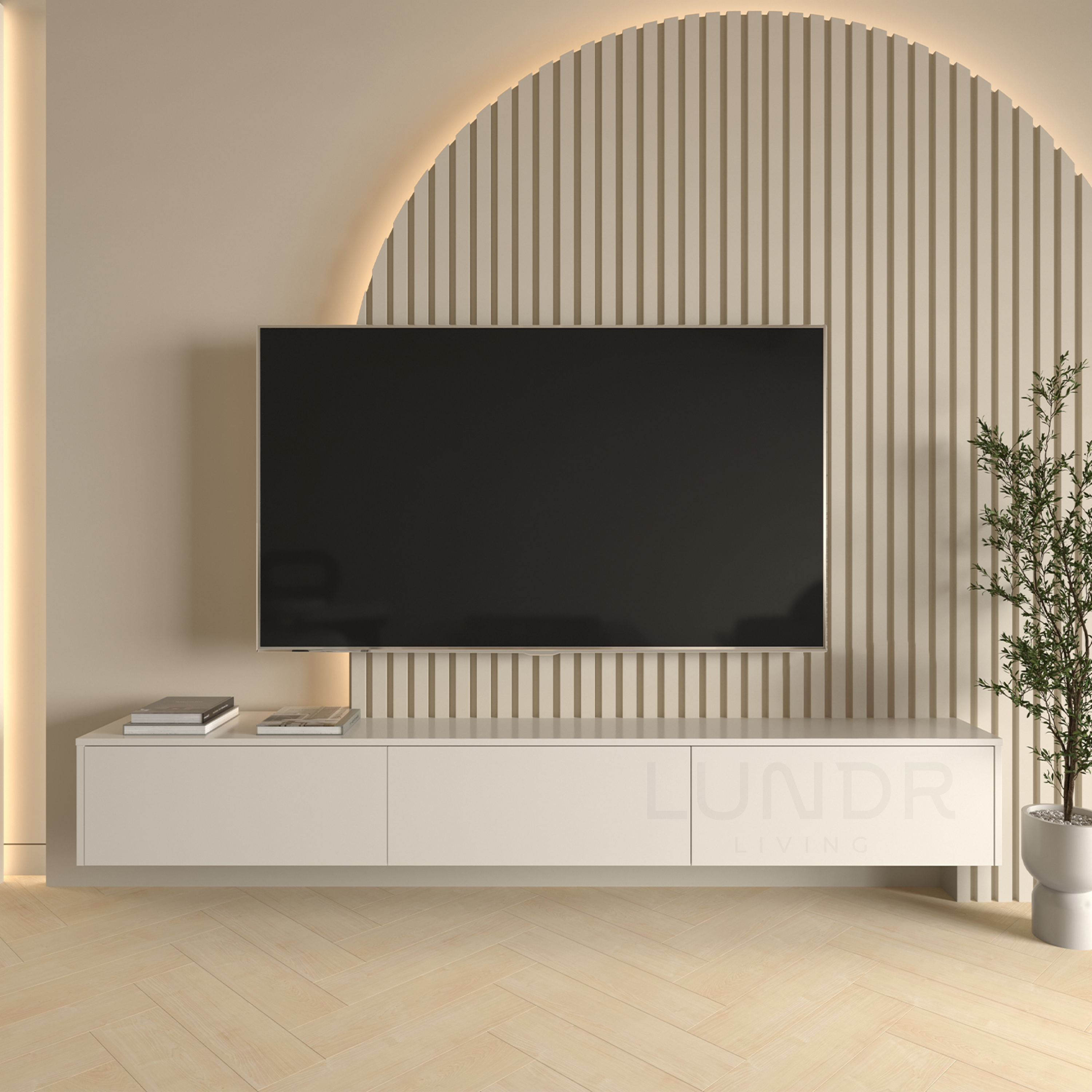 SOREN – Zwevend TV-Meubel 240 cm - Beige