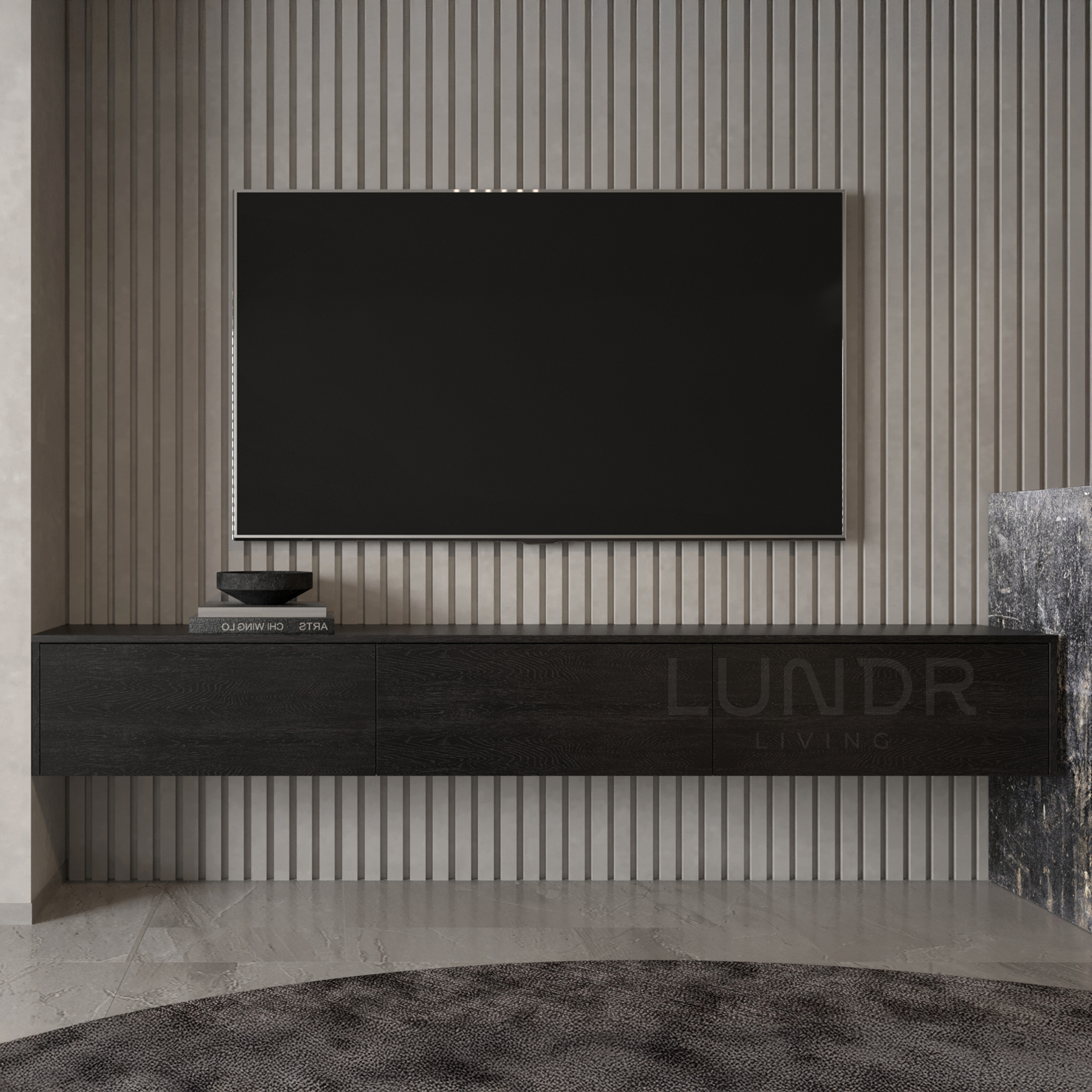 SOREN – Zwevend TV-Meubel 240 cm - Zwart