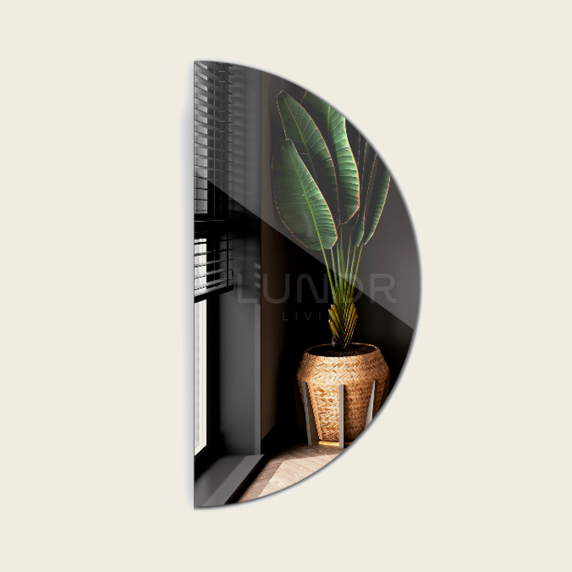 LUND – Halfronde Spiegelkast Beige