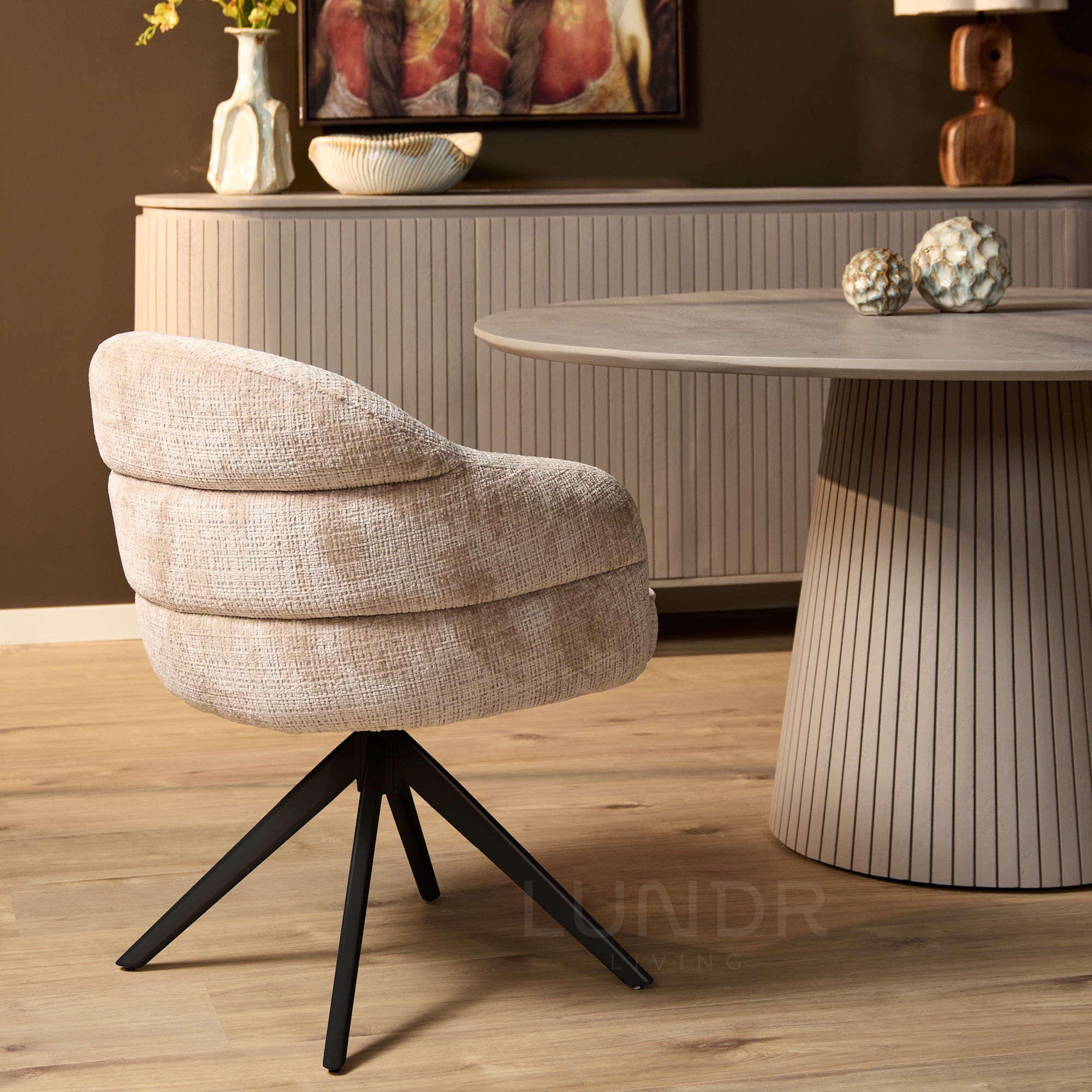 Eetkamerstoel SAGA – Cloud Beige – Poot Black
