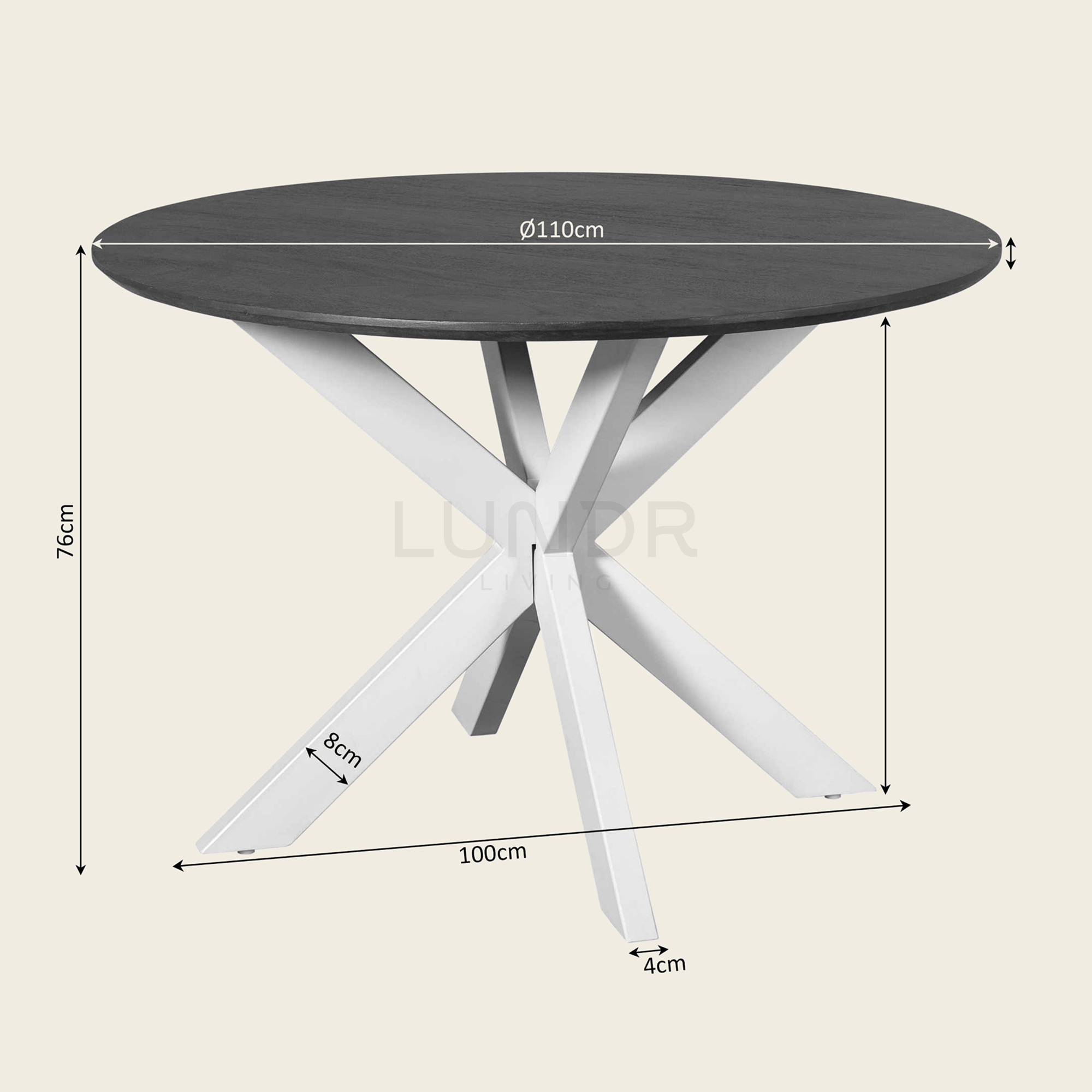 SVEA – Ronde Eettafel 110 cm - Bruin - Poot Black