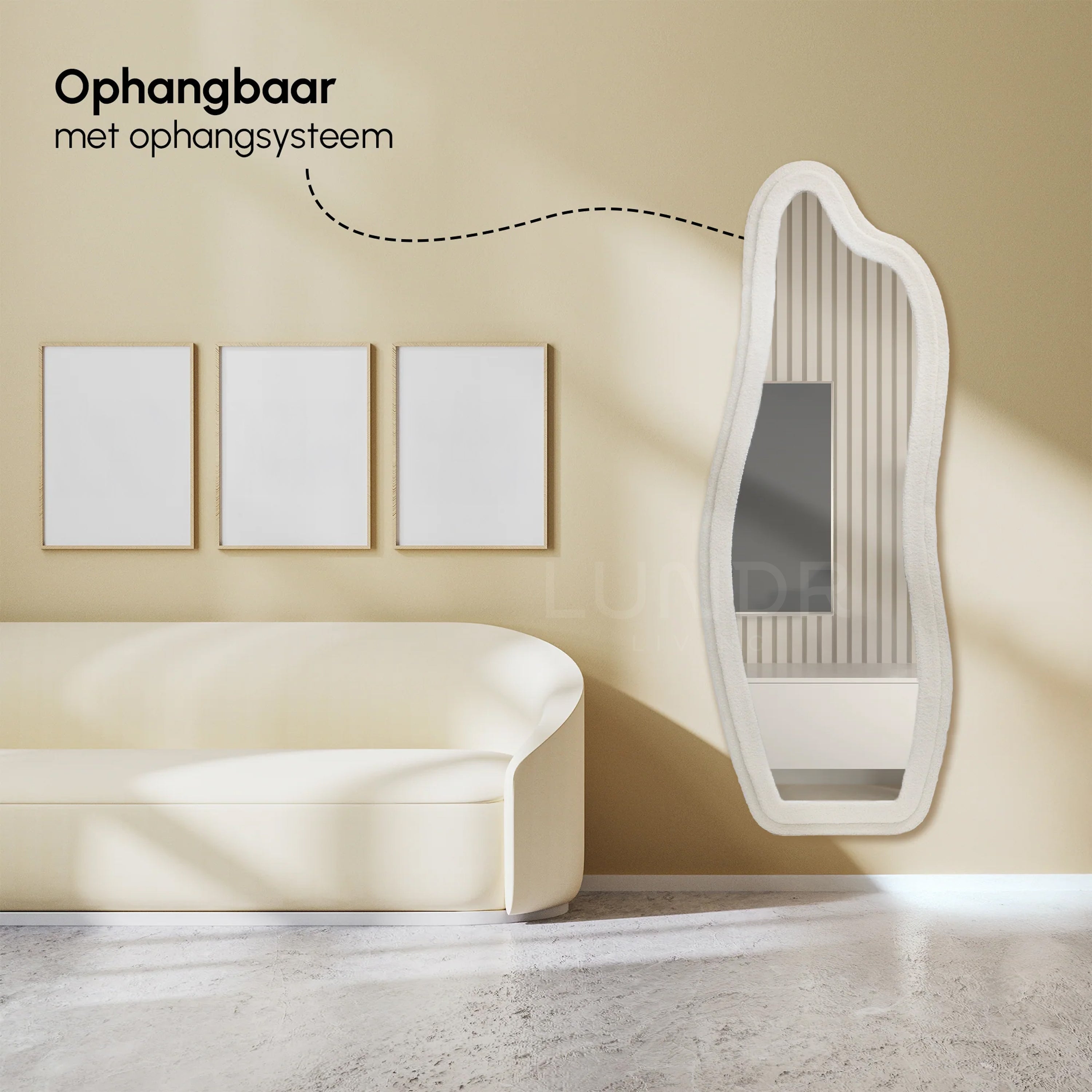 LIVI – Teddy Wandspiegel 160×60 cm – Japandi Ivory