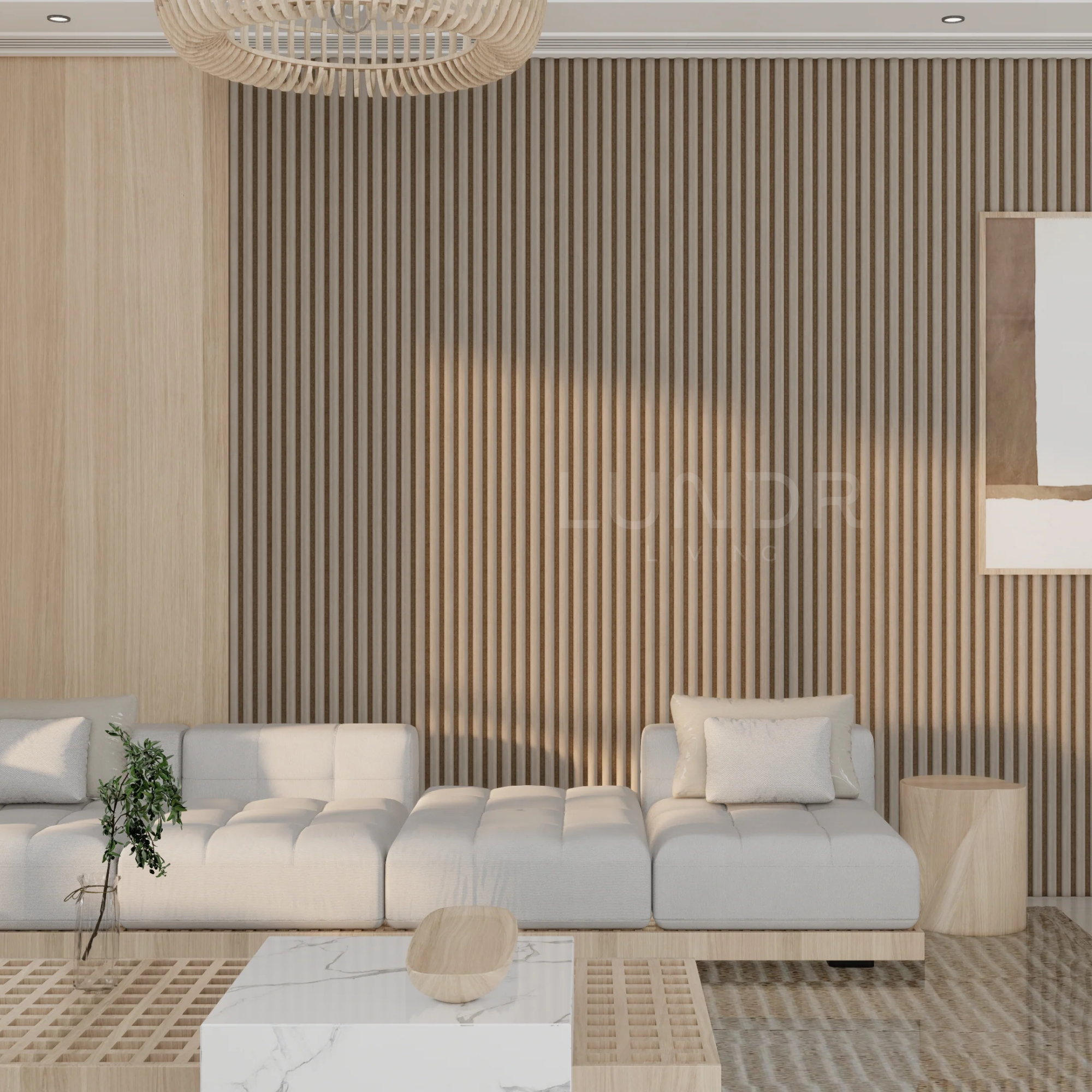 VELORA – Akoestische wandpanelen 280×60 cm x 2.4 cm – Sandstone Space Velvet