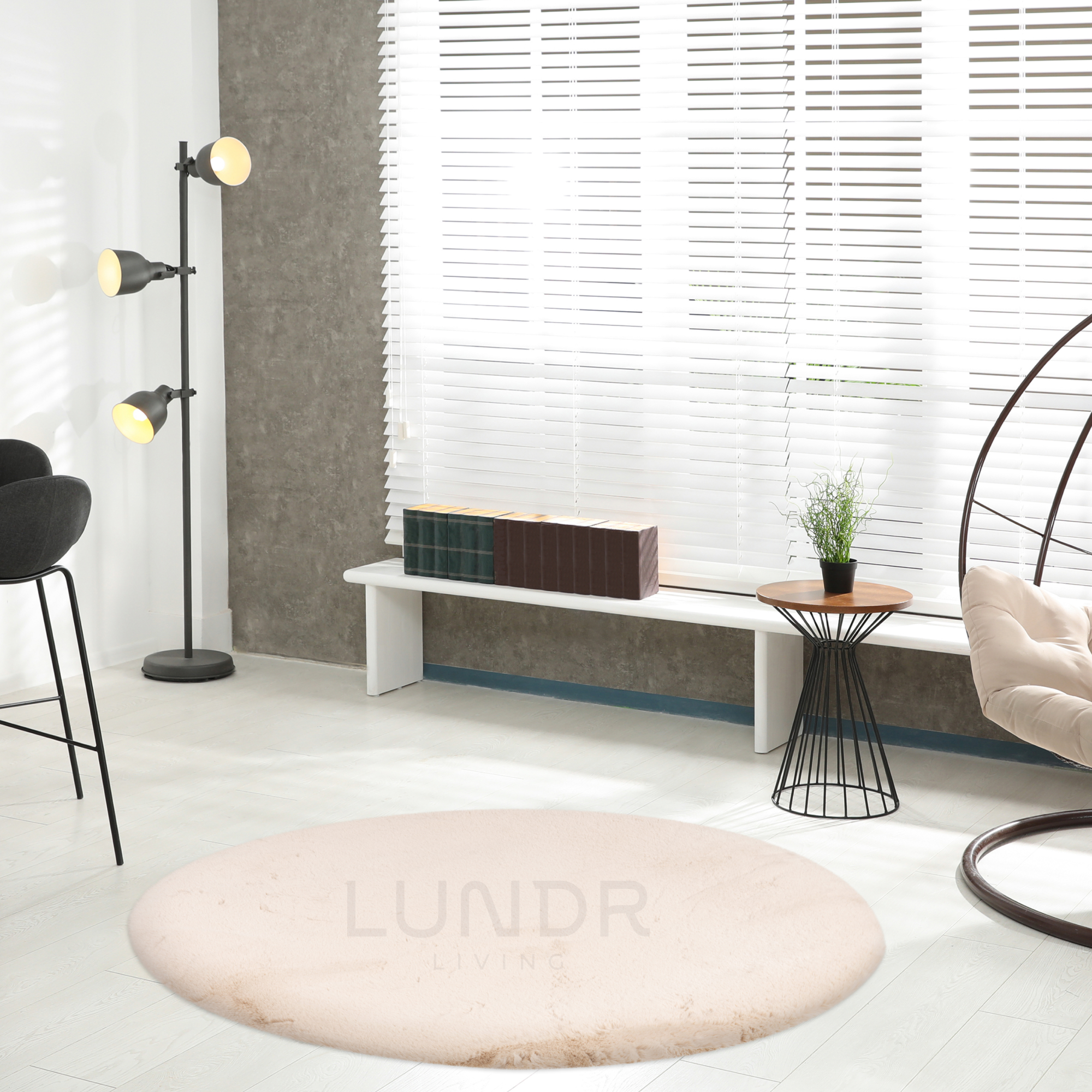 MJUK RUND – Fluffy Rond Vloerkleed Beige