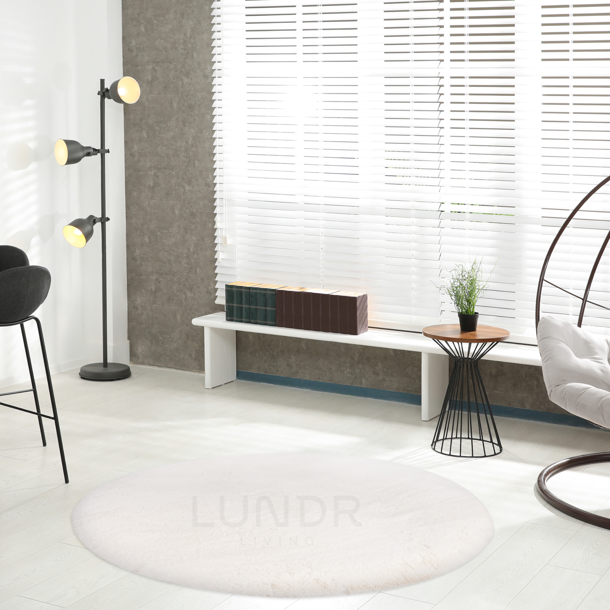 MJUK RUND – Fluffy Rond Vloerkleed Ivory