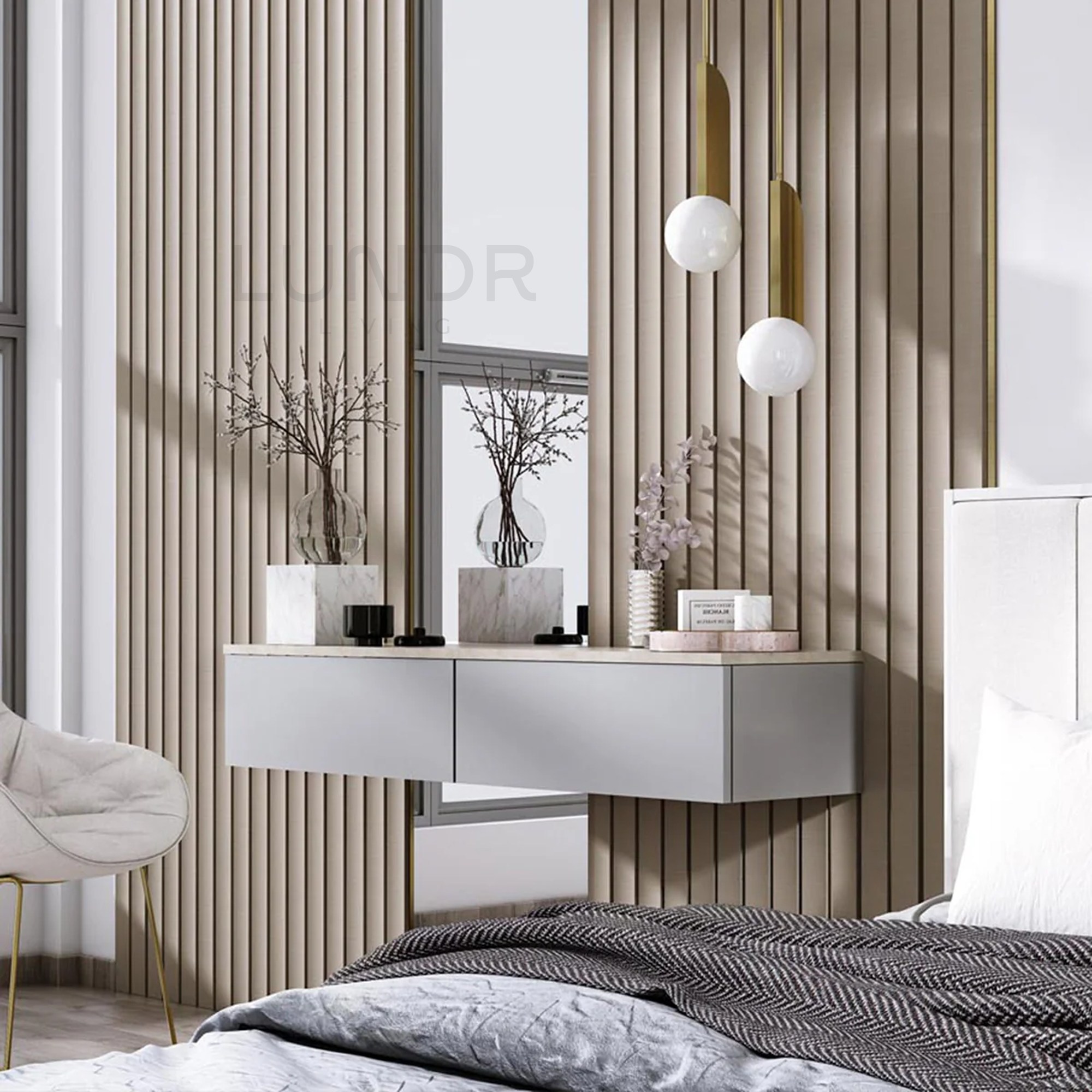 LYRA – 3D Wandpanelen Kunststof – Beige 270×12 cm