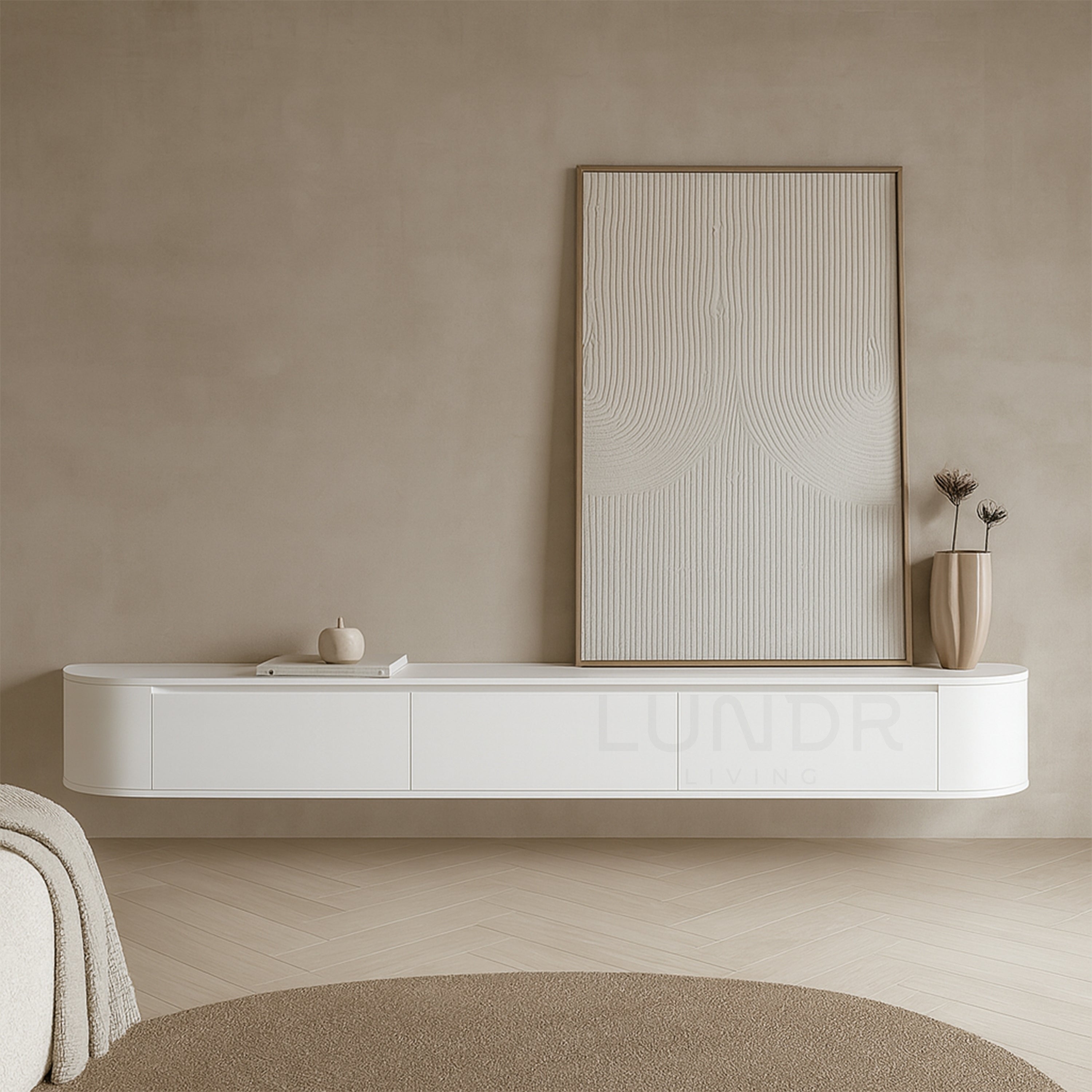 NOOR – Zwevend TV-Meubel 280 cm - Pearl White