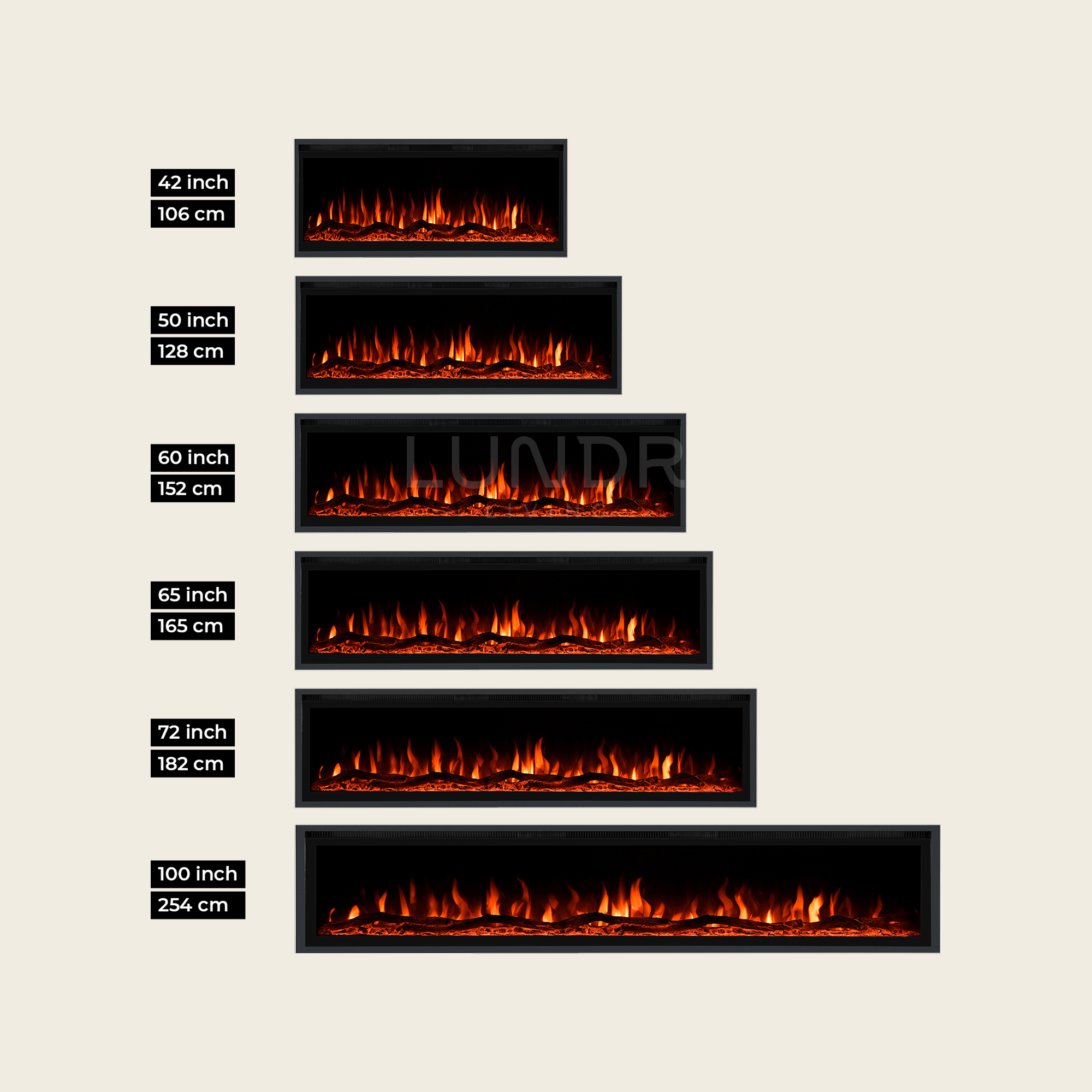 ASTRID – Elektrische Sfeerhaard - 42 inch - 106 cm – Inbouwhaard