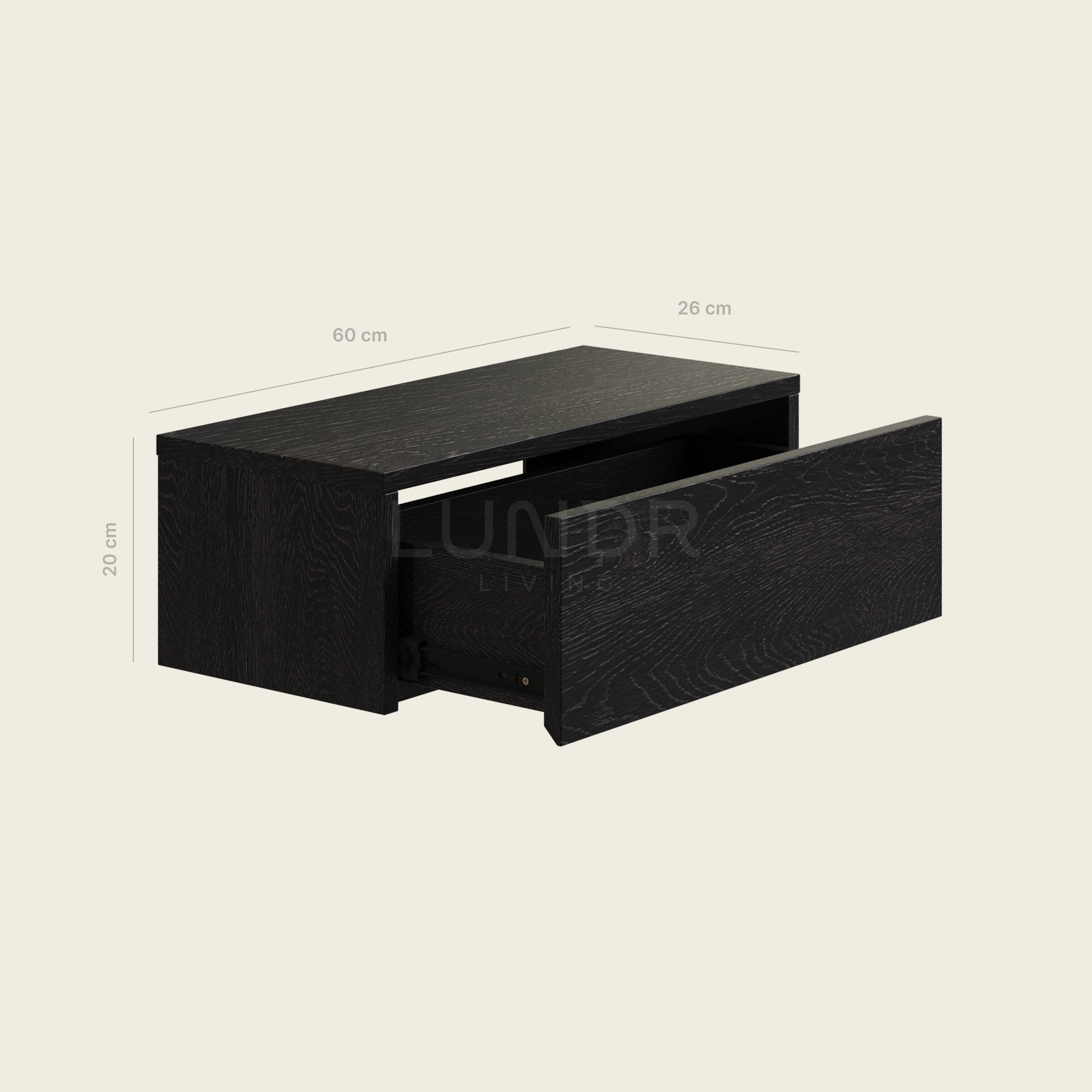 OSLO – Zwevende kast 60x26x20 cm - Zwart