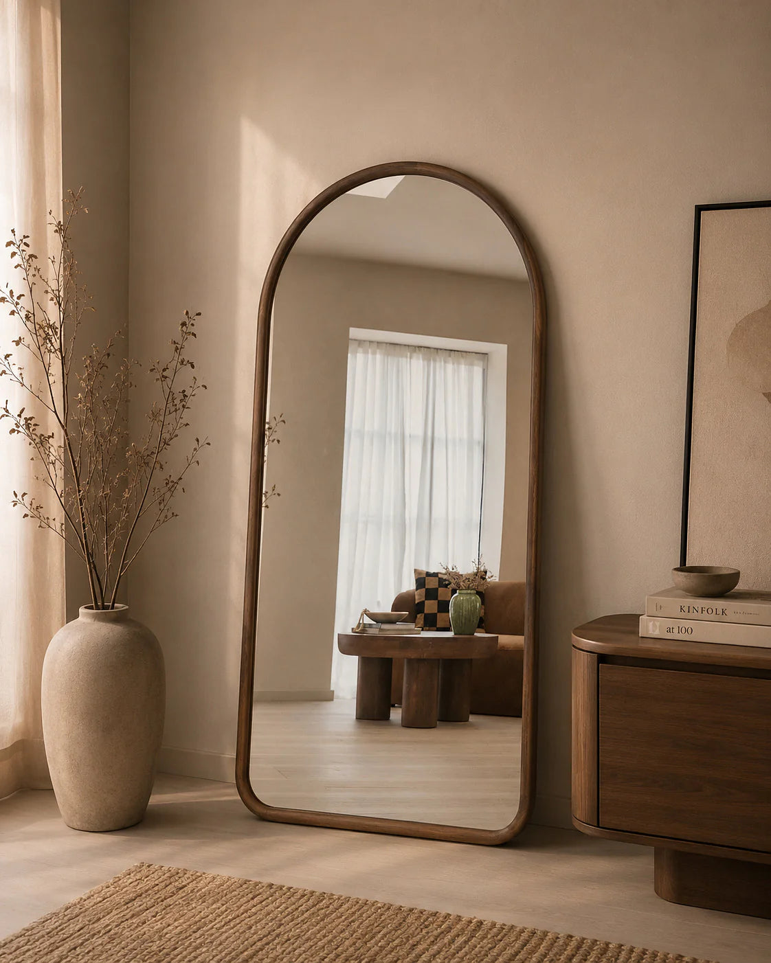 BÅGE – Boogspiegel Walnut Oak 180 × 100 cm