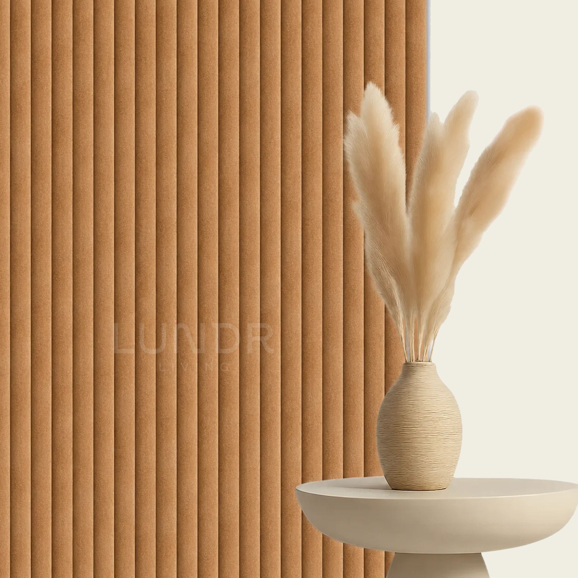 VELORA Brushed - Akoestisch Suede Wandpaneel 280×60 cm – Cognac