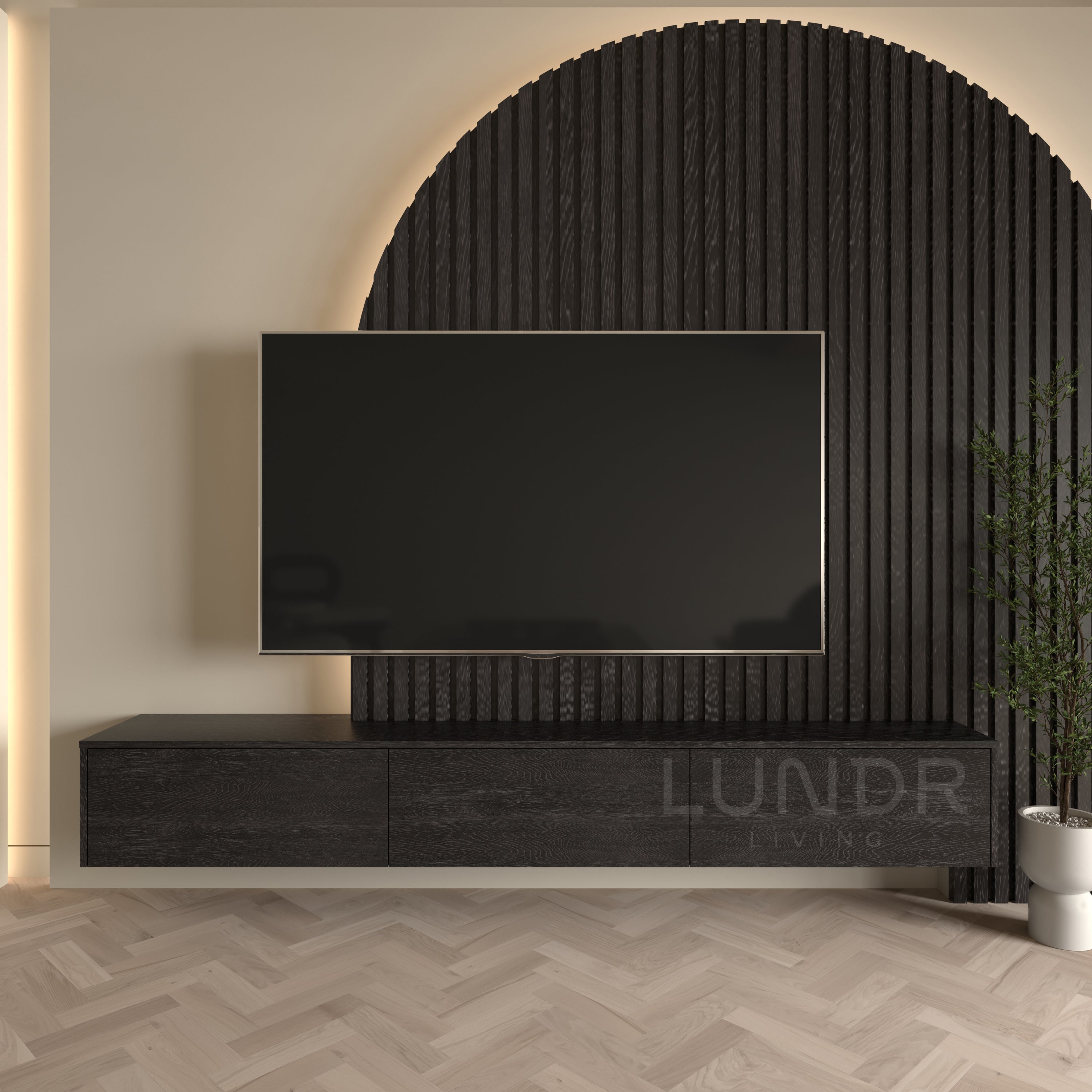 SOREN – Zwevend TV-Meubel 180 cm - Zwart