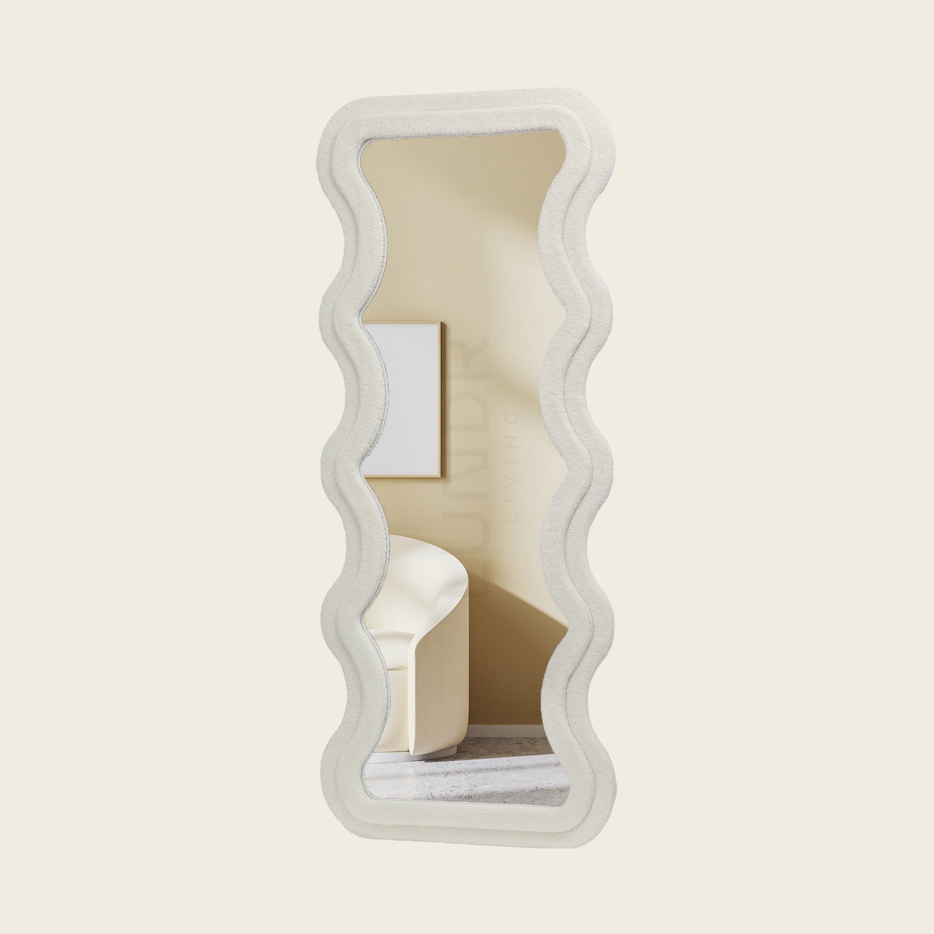 ALVA – Wavy Wandspiegel 180×75 cm – Japandi Ivory
