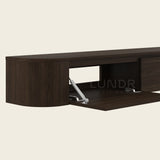 ELVA – Curved Zwevend TV-Meubel 280 cm - Walnoot